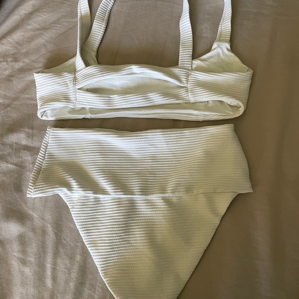 White Ribbed Bikini Set - Picture 2 of 2